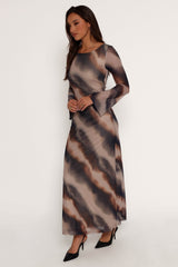 Pandora Long Sleeve Maxi Dress - Ombre Stripe
