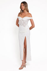 Pascha Off Shoulder Lace Maxi Dress - White