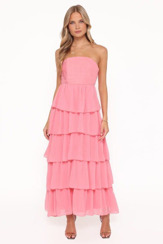 Peachester Strapless Maxi Dress - Coral
