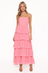 Peachester Strapless Maxi Dress - Coral