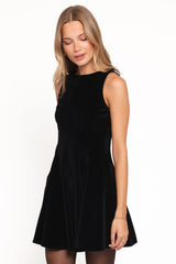 Pearla Mini Dress - Black Velvet