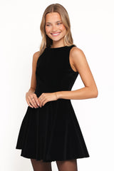 Pearla Mini Dress - Black Velvet