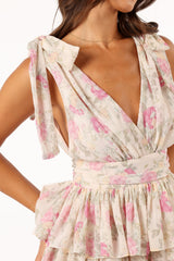 Penelope Ruffle Mini Dress - Cream