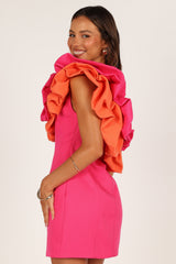 Phoebe One Shoulder Mini Dress - Pink/Orange