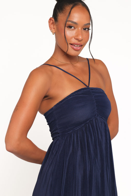 Polly Halterneck Maxi Dress - Navy