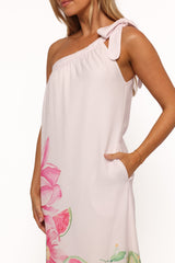 Reagan One Shoulder Midi Dress - Pink