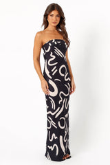 Remmie Strapless Maxi Dress - Black/White
