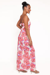 Remmie Strapless Maxi Dress - Pink Floral