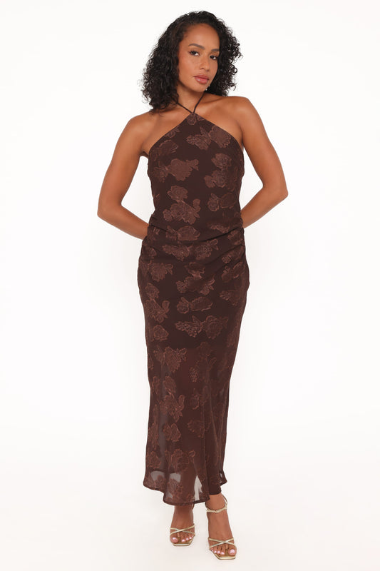 Remy Halterneck Maxi Dress - Brown