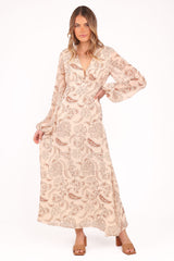 Riba Midi Dress - Brown Paisley