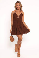 Rilie Halterneck Mini Dress - Brown