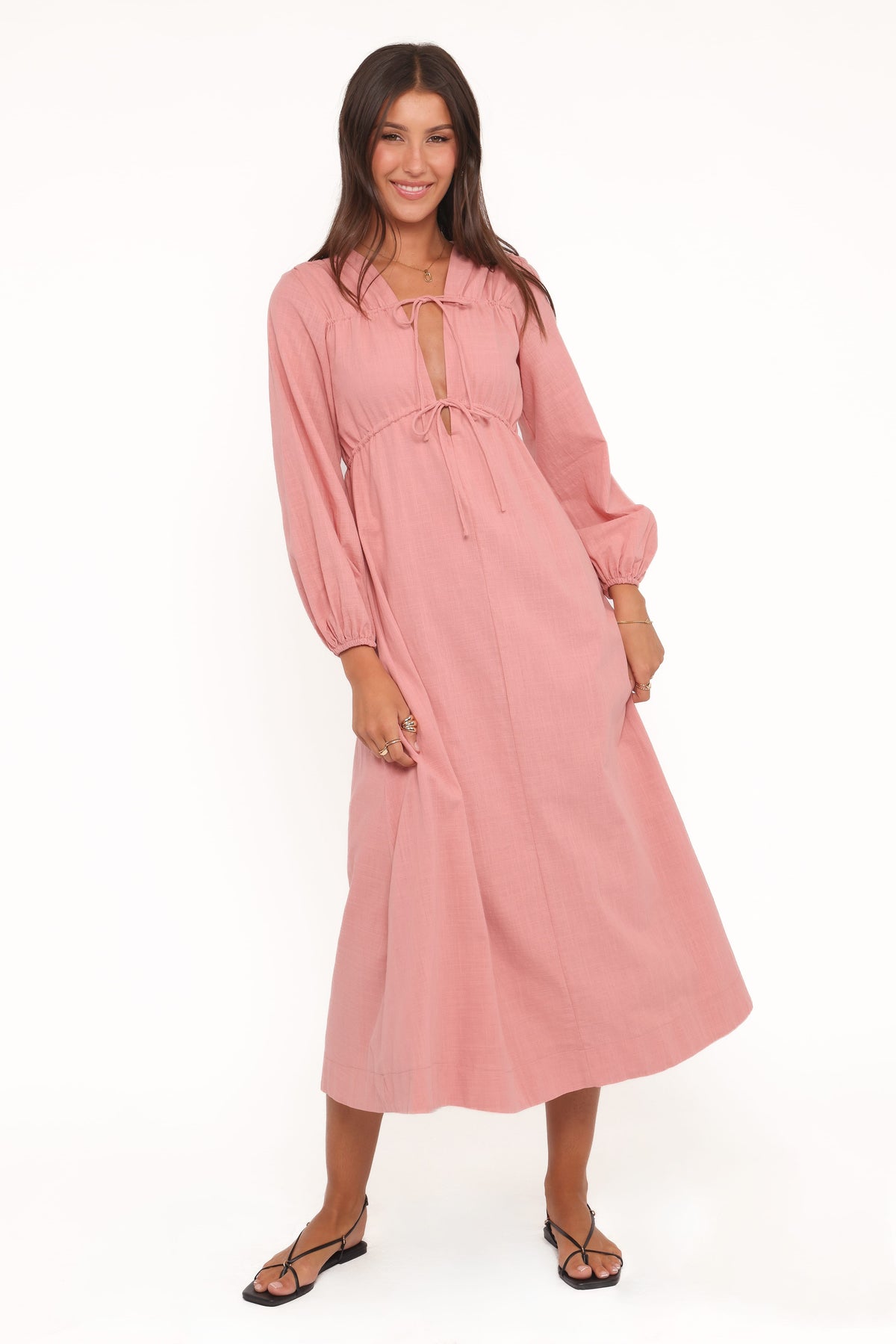 Riven Long Sleeve Maxi Dress - Pink
