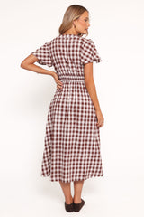 Robinson Maxi Dress - Brown Gingham