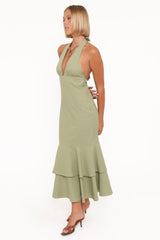 Robyn Halterneck Maxi Dress - Olive Green