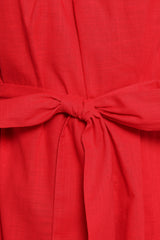 Roma One Shoulder Midi Dress - Red