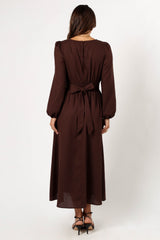 Roman Long Sleeve Maxi Dress - Brown