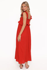 Ross Frill Strap Maxi Dress - Red