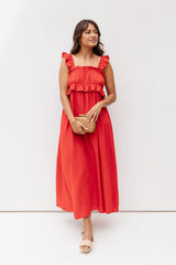 Ross Frill Strap Maxi Dress - Red