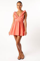 Rowan Frill Mini Dress - Coral