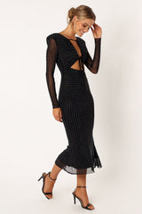 Salvatore Long Sleeve Midi Dress - Black
