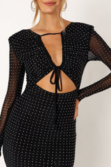 Salvatore Long Sleeve Midi Dress - Black