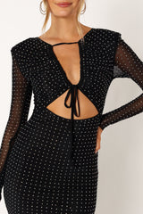 Salvatore Long Sleeve Midi Dress - Black