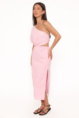 Samira One Shoulder Midi Dress - Pink