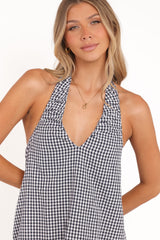 Samson Mini Dress - Navy Gingham