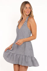 Samson Mini Dress - Navy Gingham