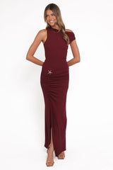 Sandara Off Shoulder Maxi Dress - Burgundy
