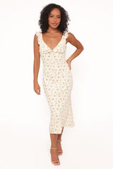 Sansa Midi Dress - Yellow Floral