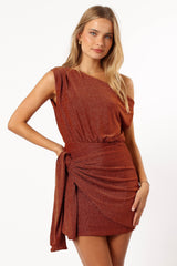 Santiago Off Shoulder Mini Dress - Bronze
