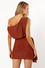 Santiago Off Shoulder Mini Dress - Bronze