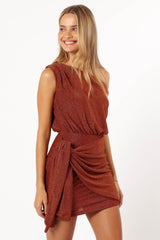 Santiago Off Shoulder Mini Dress - Bronze