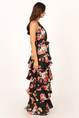 Sarona Halterneck Maxi Dress - Black Floral