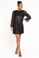Serena Sequin Mini Dress - Black