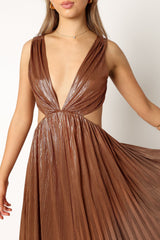 Shania Pleated Maxi Dress - Bronze