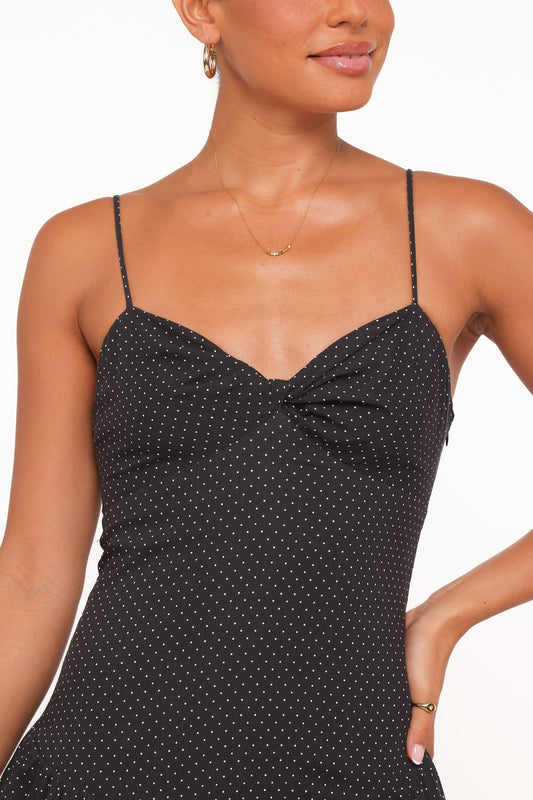 Shanice Maxi Dress - Black Polka Dot