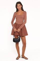 Sheena Long Sleeve Mini Dress - Mocha