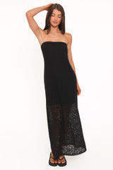 Sienna Strapless Maxi Dress - Black Lace