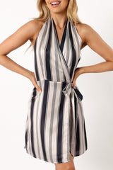 Silvio Halterneck Wrap Mini Dress - Black Cream