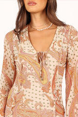 Sio Long Sleeve Midi Dress - Tan