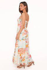 Sitara Strapless Midi Dress - Blue Alfresco Floral