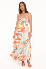 Sitara Strapless Midi Dress - Blue Alfresco Floral