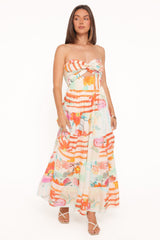 Sitara Strapless Midi Dress - Blue Alfresco Floral
