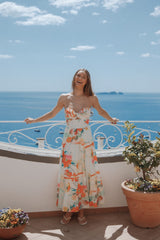 Sitara Strapless Midi Dress - Blue Alfresco Floral