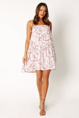 Solaris Mini Dress - Tan White