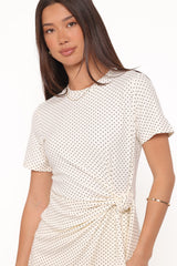Sonia Mini Dress - White Polka Dot