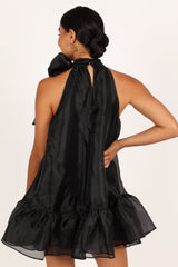 Sophia Bow Mini Dress - Black