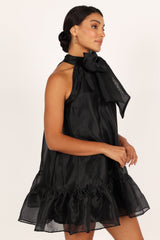 Sophia Bow Mini Dress - Black